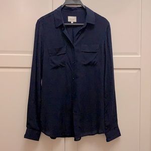 Navy button down blouse